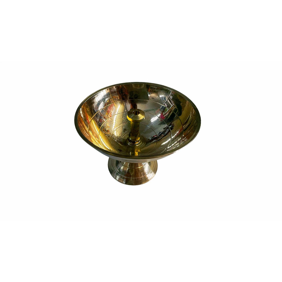 Golden Brass Jyoti Diya for Puja – Big Size (Weight 100g)