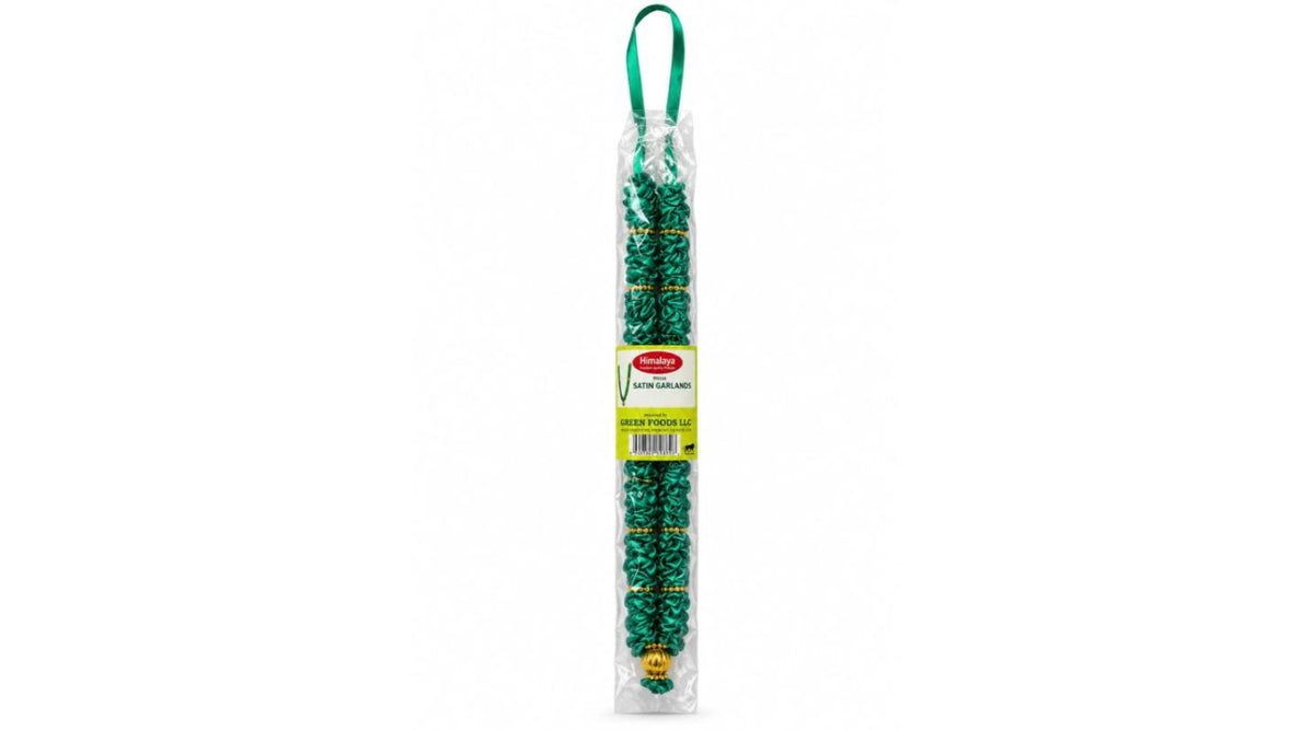 Himalaya Pooja Satin Garland – Dark Green, 25 cm