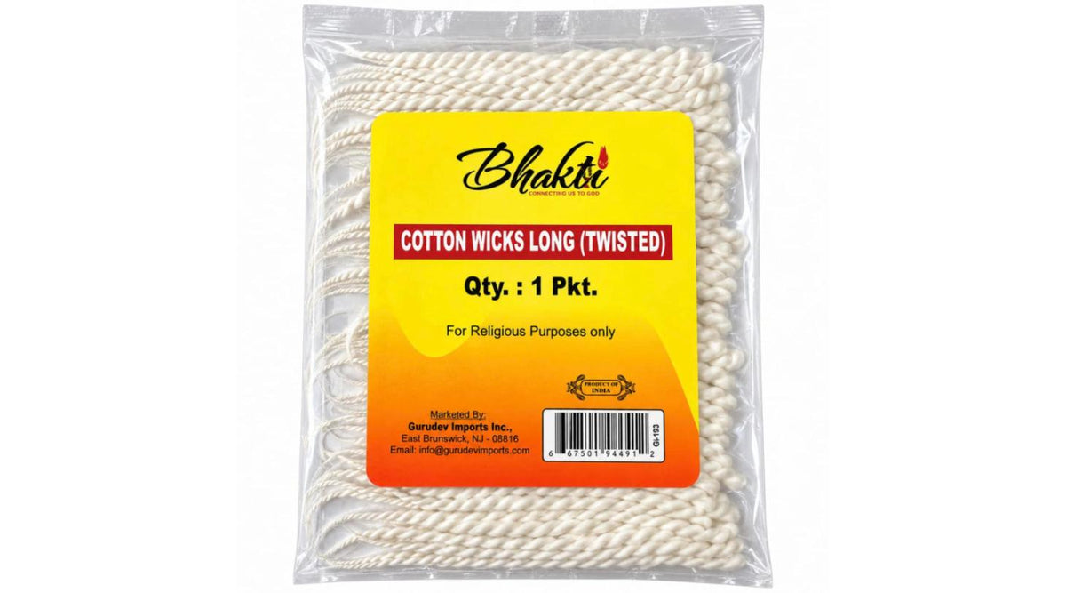 Bhakti Cotton Wicks Long (Twisted) – 1 Packet